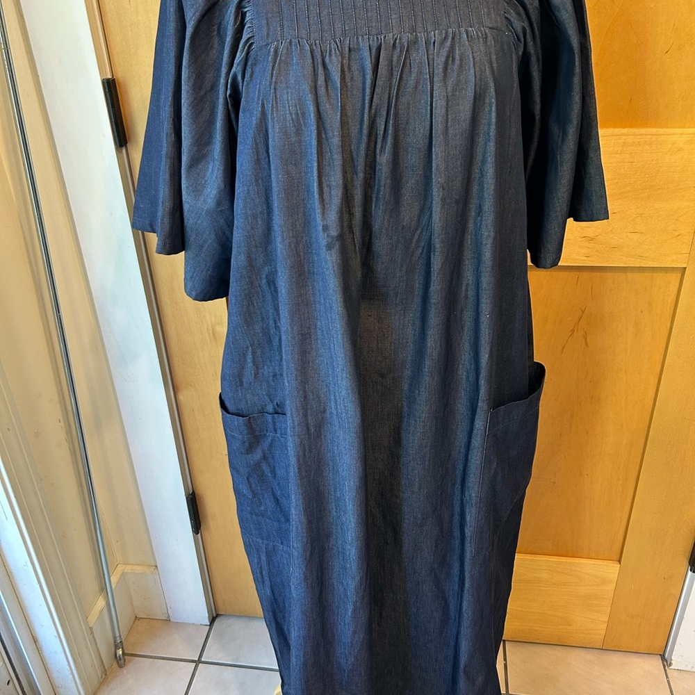 M. Patmos Blue Denim Maxi Kaftan Muumuu NWOT